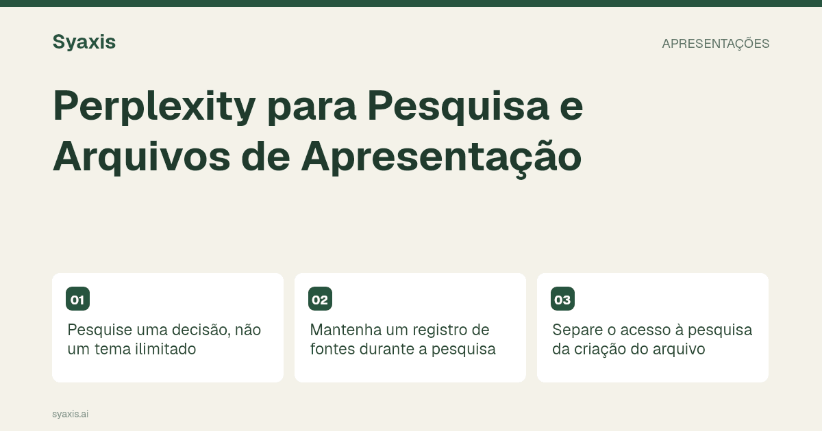 Perplexity para pesquisa e arquivos de apresentação — guia ilustrado do artigo.
