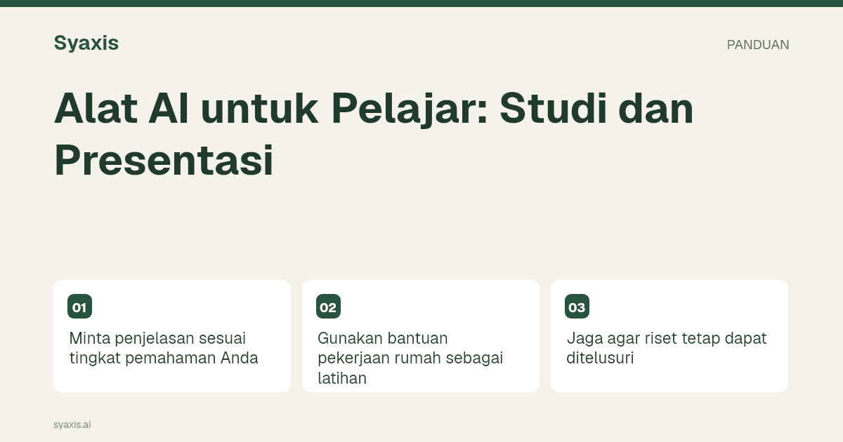 Alat AI untuk Pelajar: Studi dan Presentasi — panduan artikel bergambar.