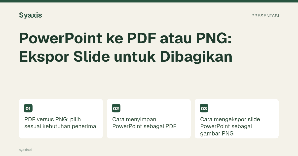 PowerPoint ke PDF atau PNG: Ekspor Slide untuk Dibagikan — panduan ilustrasi dengan langkah dan keputusan utama.