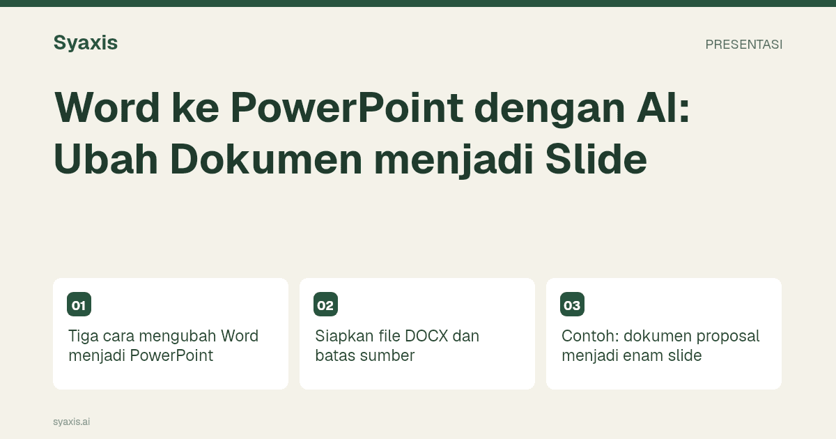 Word ke PowerPoint dengan AI: Ubah Dokumen menjadi Slide — panduan ilustrasi dengan langkah dan keputusan utama.