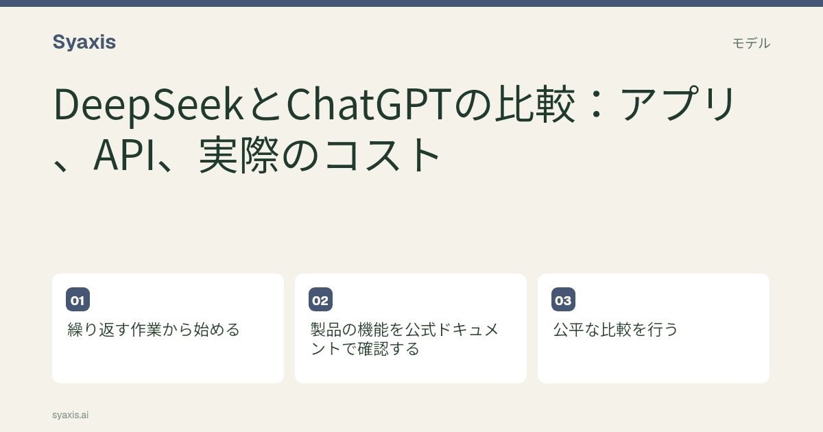 DeepSeekとChatGPTの比較:アプリの使い方とAPIコストを図解したガイド